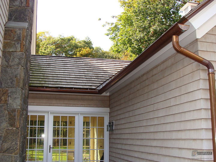 half round copper gutter installation, curb appeal