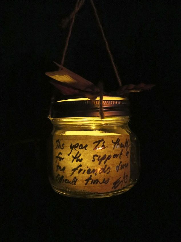 thanksgiving gratitude lanterns, seasonal holiday d cor, thanksgiving decorations, handwritten messages add a personal touch lanterns can be hung with twine