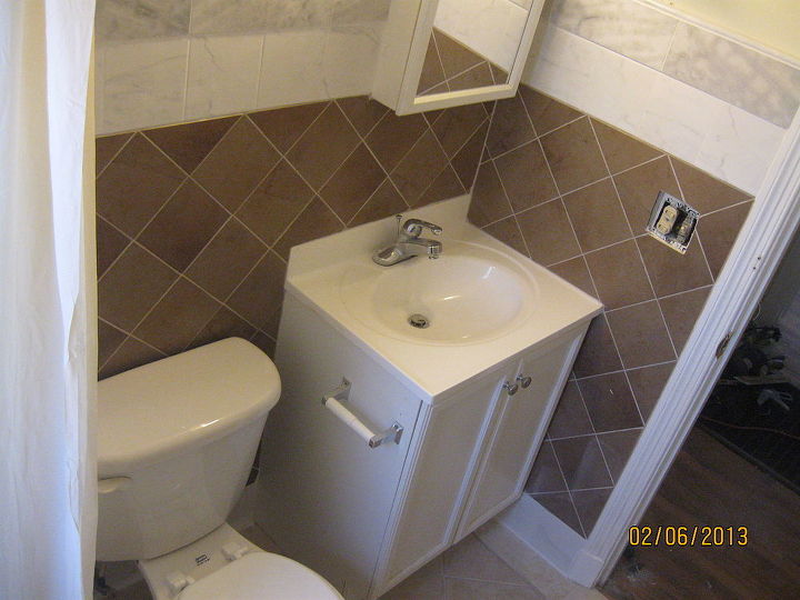 tiling our rental house bathroom, bathroom ideas, tiling, Too Beautiful for a rental house