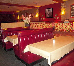 i had a consultation with the owners of whitlock s bar amp grill in marietta ga so, home decor, The dominance of the fabric on the booth dividers over powered the atmosphere of the restaurant