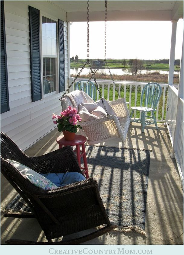 spring decor on my farmhouse porch, curb appeal, home decor, outdoor living, porches