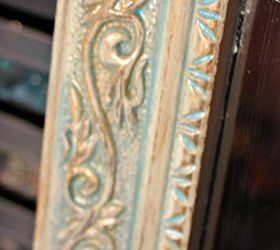 antiqued turquoise mirror, home decor, painted furniture, Close Up