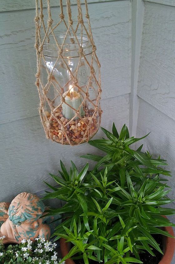 diy outdoor knot ical candle holders, crafts, outdoor living, Quick cheap and easy cozy addition to your patio or deck
