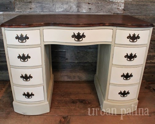 creamy two tone desk refresh, painted furniture