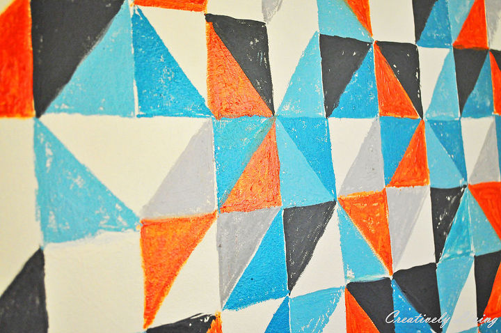 minha arte de parede geomtrica faa voc mesmo, Um close up do padr o pintado