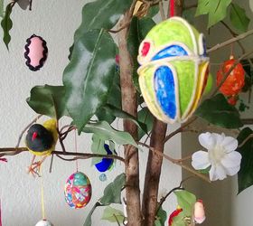 the easter egg tree, crafts, easter decorations, seasonal holiday decor, Close up of some of the eggs