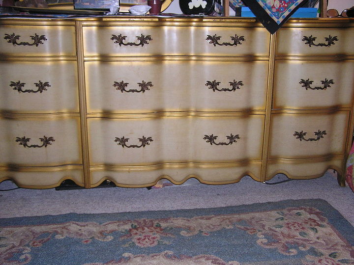 q how to update large heirloom quality triple dresser, painted furniture, Very heavy large triple dresser matching mirror