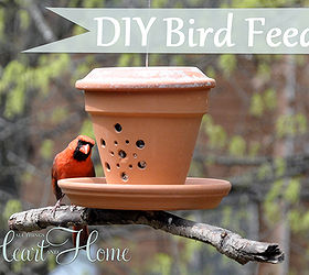 diy bird feeder from a flower pot, crafts, flowers, gardening, repurposing upcycling, My Cardinals love this cute DIY Terra Cotta Bird Feeder