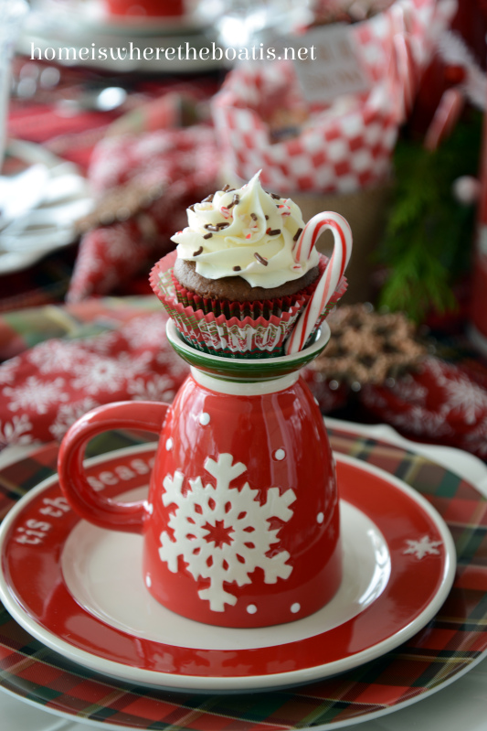 tis the season for hot cocoa tablescape, christmas decorations, seasonal holiday decor, Hot Chocolate Cupcakes a quick and easy treat with the busy holiday season