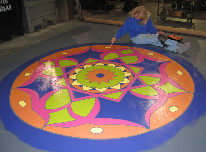 hand painted floor cloth on a budget, flooring, painting, tile flooring, and painted and painted