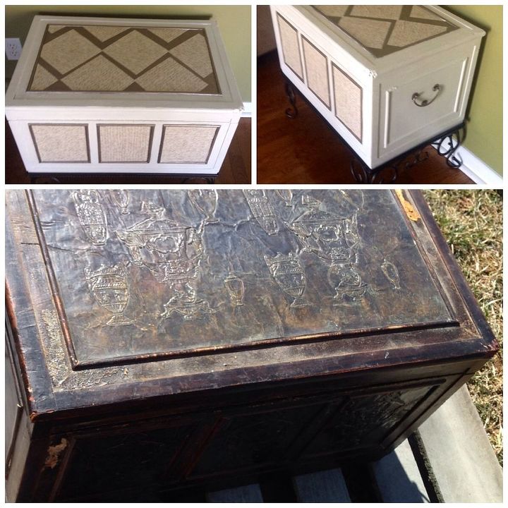 from old and tired to bright and fresh chest trunk re do, chalk paint, painted furniture, Before and after I didn t get a very good before pic but I was excited and forgot
