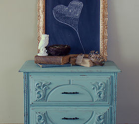 vintage aqua distressed chalkpainted nightstand, chalk paint, painted furniture