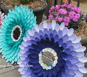five colorful spring craft ideas, crafts, seasonal holiday decor, Create beautiful flower mirrors with plastic spoons