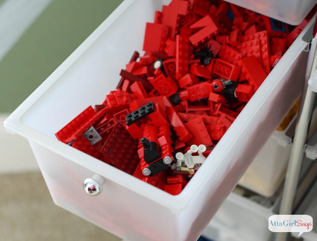 lego storage organization, entertainment rec rooms, organizing, storage ideas, Legos sorted by color makes free building easy