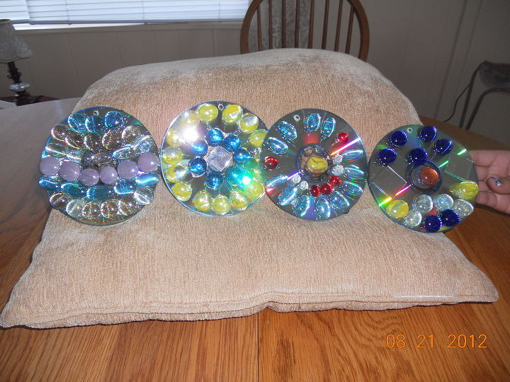 q new creations of cd disc spinners and tiers, crafts, look at the one on the left so pretty