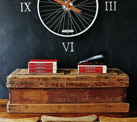 inspiring diy projects, crafts, painted furniture, repurposing upcycling, Bicycle Wheel Clock via Thistlewood Farms