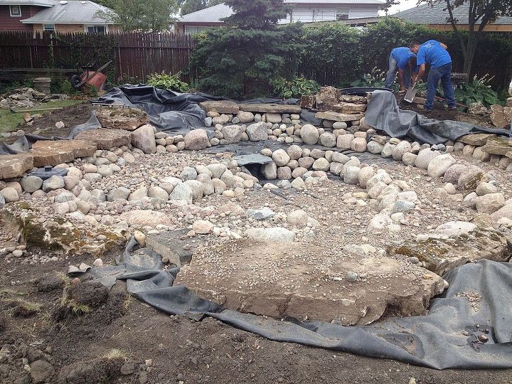 burbank il pond renovation installed by gem ponds, outdoor living, ponds water features, A lot of rocks too