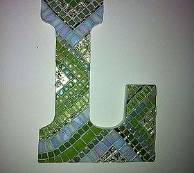 custom handcrafted mosaic initials, crafts, Lime L