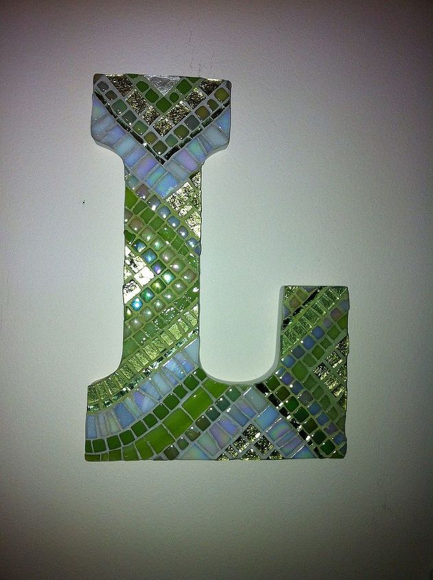 custom handcrafted mosaic initials, crafts, Lime L