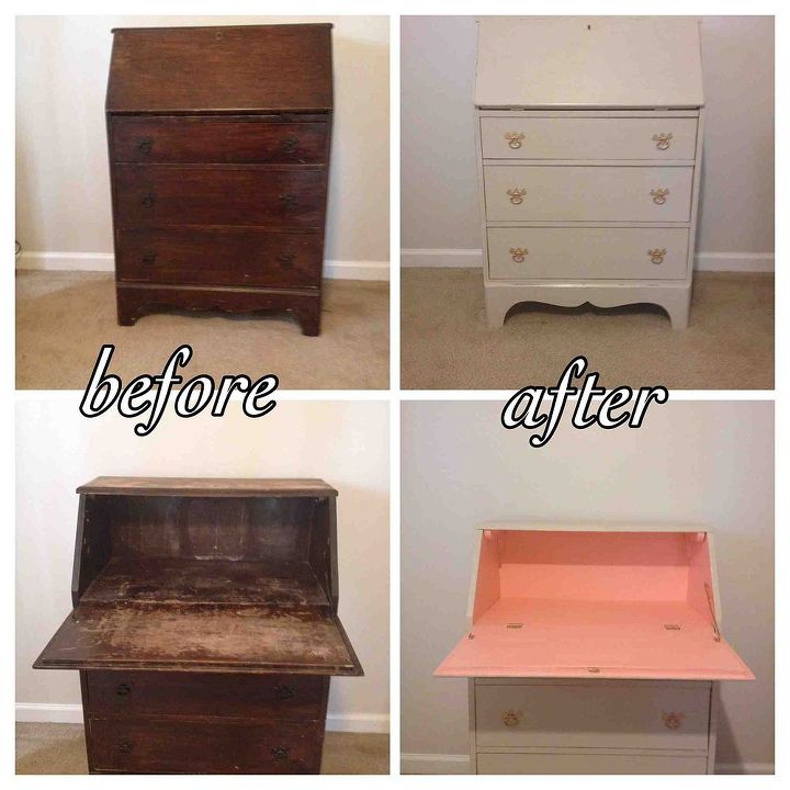 antique secretary desk before after, painted furniture