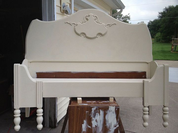 making a bench from head foot boards, diy, how to, painted furniture, repurposing upcycling, woodworking projects, I painted her in Annie Sloan in Old White