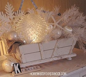 my vintage white christmas, christmas decorations, lighting, seasonal holiday decor, a faceted glass lamp globe glows in an arrangement with a night light inside
