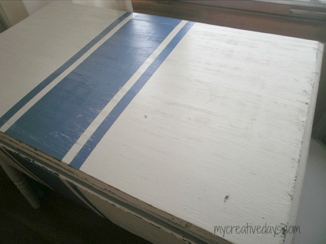 diy grain sack striped table, painted furniture