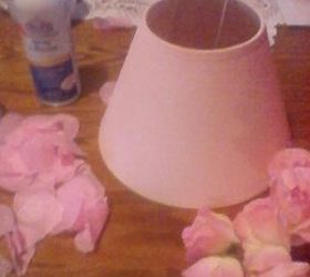 repurpose lamp shade to shabby chic, crafts, home decor, I painted a really cheap shade with Ballet Slipper Spray paint
