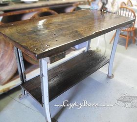 mechanics table to kitchen island, diy, how to, painted furniture, woodworking projects, Clear coats drying
