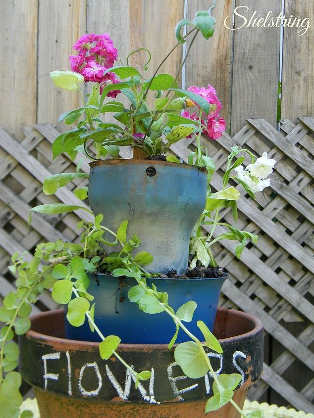 water heater hood draft turned tiered planter, gardening, repurposing upcycling