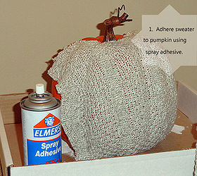 recycled sweater pumpkin craft, crafts, repurposing upcycling, I used two sections of sweater fabric to cover the entire pumpkin