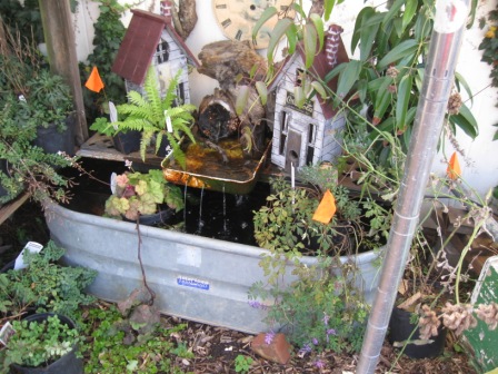 repurposed paint tray water feature, gardening, ponds water features, bottom portion is an animal trough