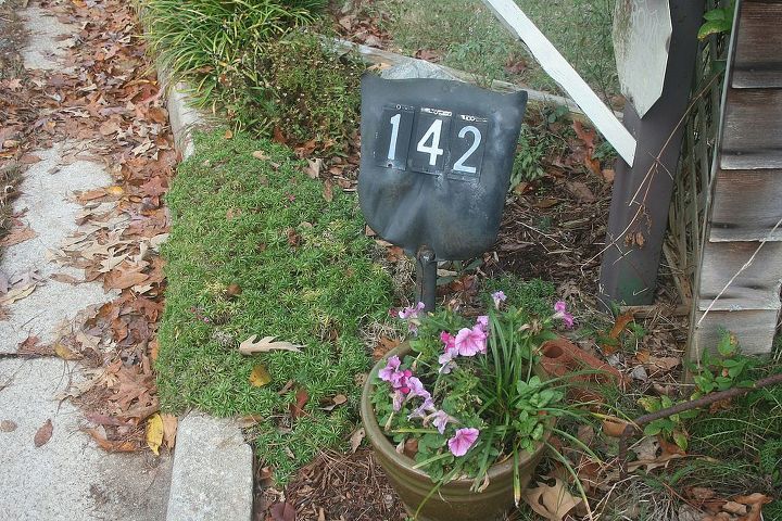 address signs were posted online today so i m adding mine, gardening, weathered well for 5 years without touch ups