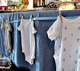 baby boy shower ideas, chalkboard paint, crafts, Hang Onesies from Clothesline