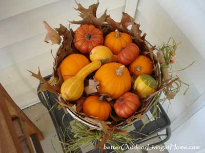 creating fall decor harvest basket for the porch, seasonal holiday d cor