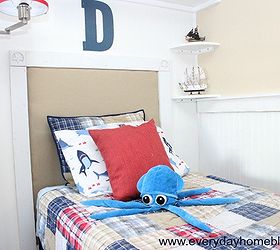 pottery barn isnpired boys bedroom reveal, bedroom ideas, home decor, Visit my blog to see how we made custom NO SEW Padded Headboards