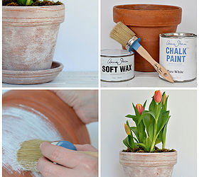 mix chalk paint and wax together to age terracotta pots