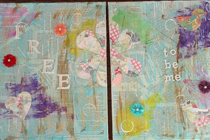 creating mixed media artwork a project you can do with your kids, crafts, We created a two piece mixed media art set