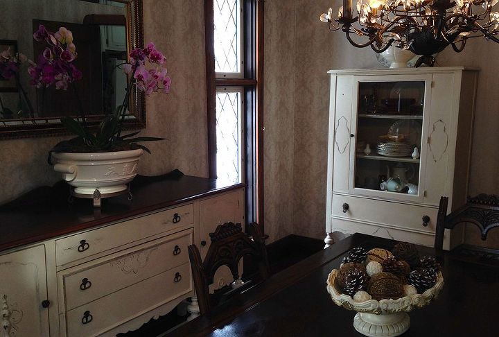 1930 s china cabinet gets a new lease on life, dining room ideas, home decor, painted furniture, Now the dining room is looking lighter and brighter even on a cloudy day The next step is to paint the table base and maybe the chairs and add some light curtains