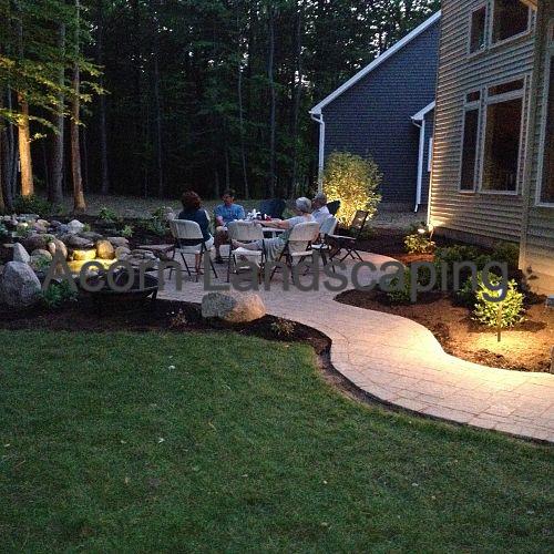 Backyard fish pond with waterfall