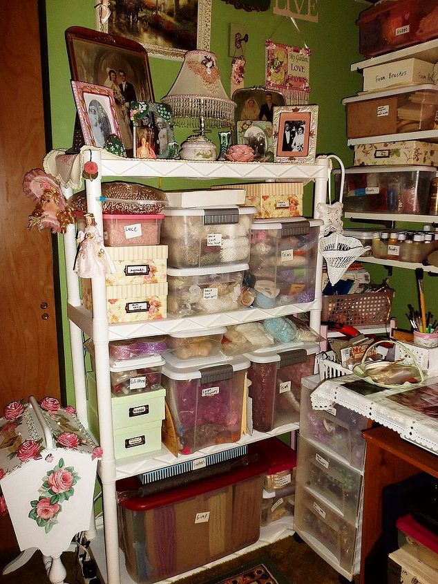 my creative space, craft rooms, crafts, home decor, painted furniture, shelving ideas, storage ideas, A Shelf unit that holds tubs full of supplies