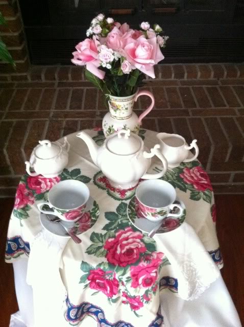 tea with my mother, outdoor living, A tea for two table is set