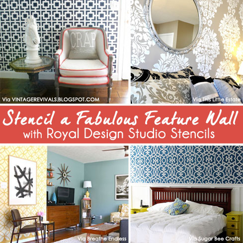 stencil inspiration for accent and feature walls, home decor, painting, wall decor, Stenciled Feature Wall inspiration with Royal Design Studio Stencils