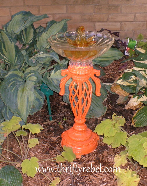 diy lamp into autumn birdbath, crafts, gardening, repurposing upcycling, DIY Lamp into Autumn Birdbath