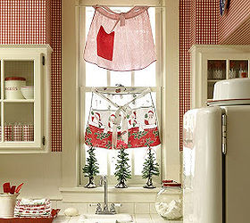 vintage aprons have heart for valentine s day decorating, christmas decorations, repurposing upcycling, seasonal holiday d cor, valentines day ideas, hang vintage aprons as a window valance and cafe curtains this photo is attributed to Better Homes Gardens magazine