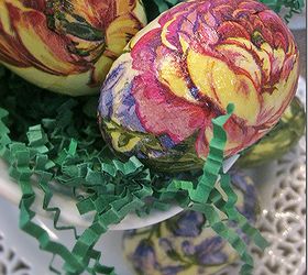 fun easy and inexpensive d coupage easter eggs, easter decorations, home decor, seasonal holiday decor, Pretty botanical Easter eggs made from spring paper napkins