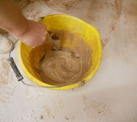 how to mix and apply finishing plaster, diy, home maintenance repairs, how to, wall decor, When mixing finishing plaster it is very important to scrape around the edge of the bucket with a bucket trowel to remove any plaster that has not been mixed and add it to the mix then continue to whisk