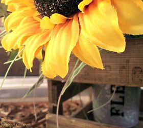 a simply beautiful fall porch, porches, seasonal holiday decor, I ve had these sunflowers for years They look so real and add a pop of Fall color next to the front door
