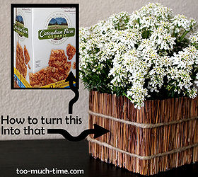 cereal box planter box upcycle, crafts, flowers, gardening, repurposing upcycling