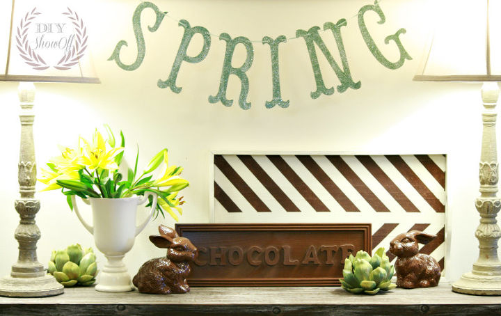 decorating for spring easter how about you, easter decorations, seasonal holiday d cor, DIY faux chocolate bar sign and faux chocolate bunnies